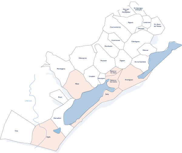 Eau du  Bas Languedoc carte